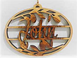 Olive Wood Ornament Personalised